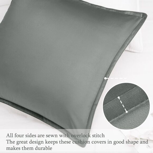 Velvet Throw Pillow Cover Cushion Cases for Sofa Bed 16"x16" Gray - Picture 2 of 6